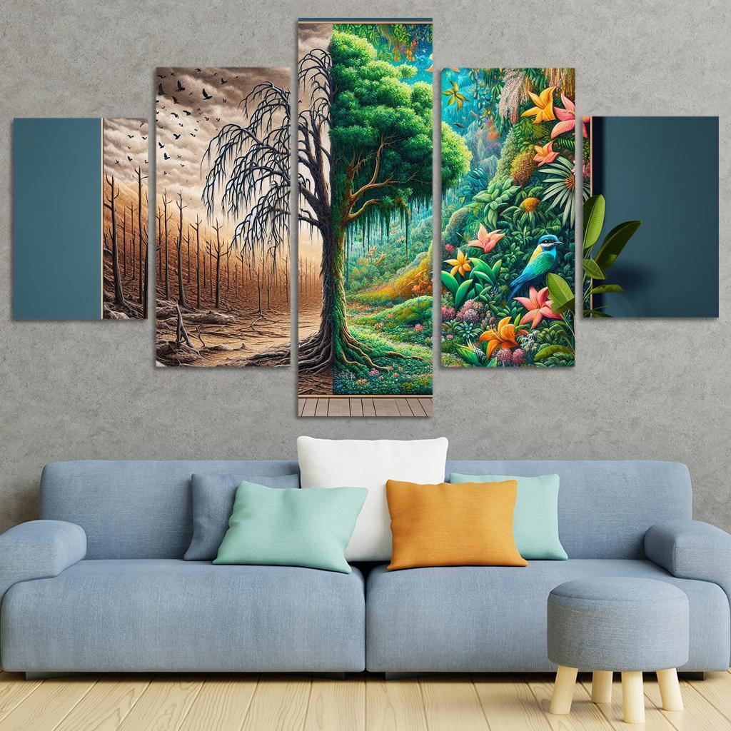 The Last Breath A Call for Climate Justice 5 Piece HD Canvas Wall Art-Original Frame