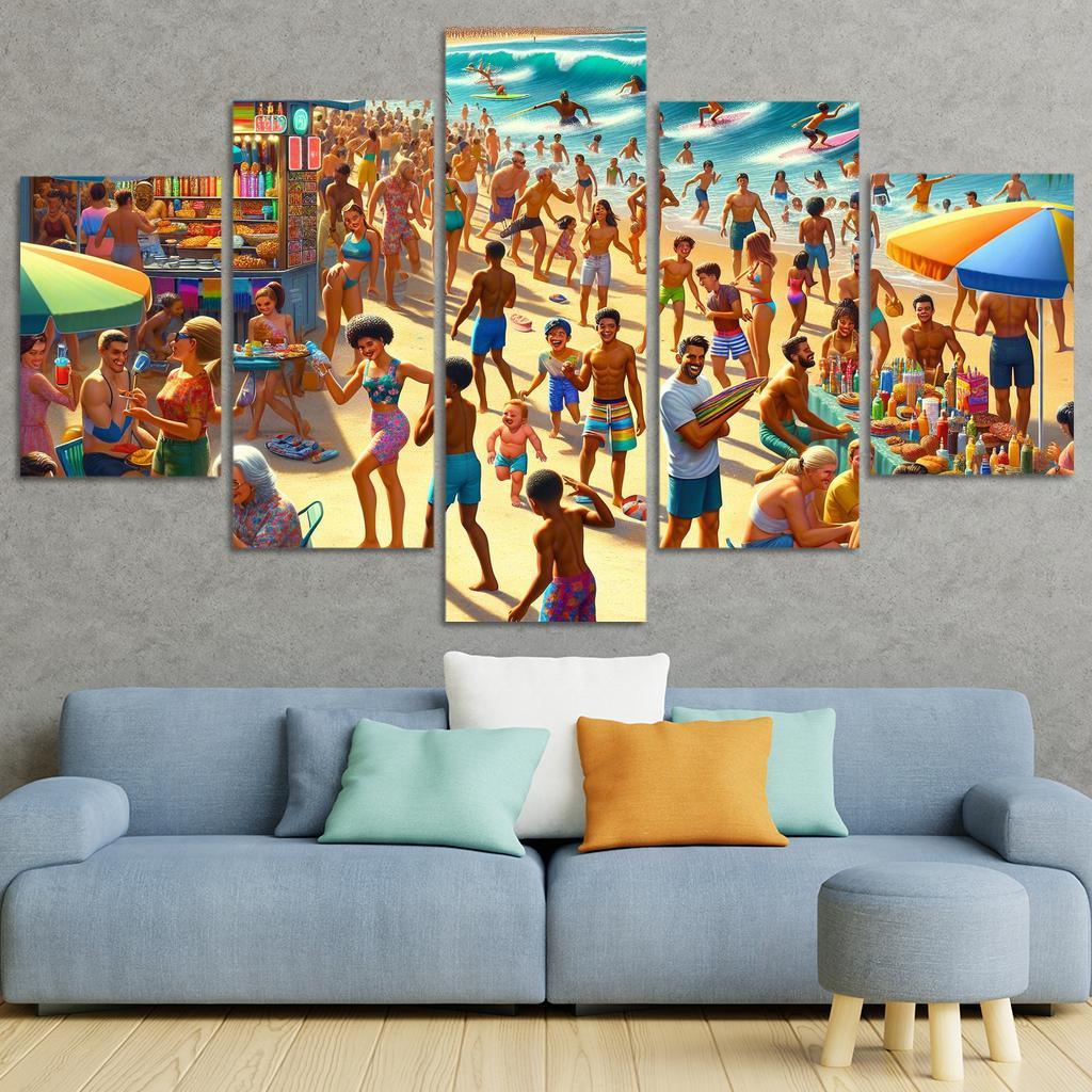 Sunshine Harbor Beach Modern Paintings Frame