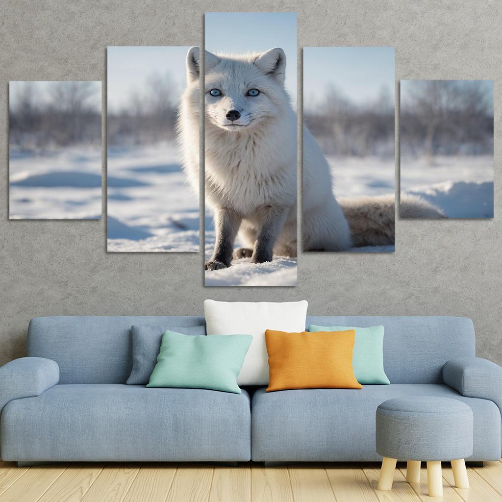 The Elusive Arctic Fox In Winter Wonderland Canvas Paintings Frame