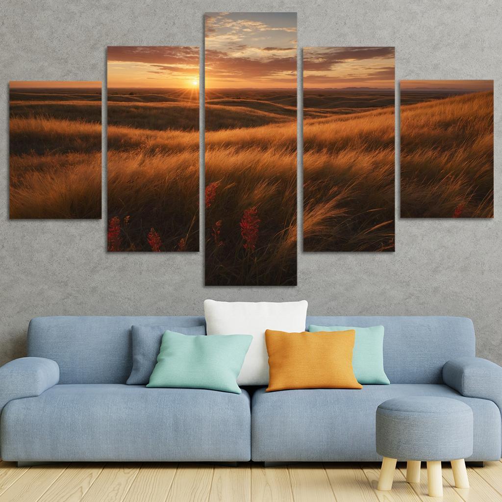 Radiant Horizons Of Crimson Prairie Art Trends
