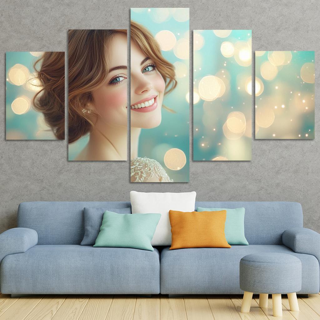 Emma Stone Shining Bright In The La La Land Of Dreams Framed Paintings