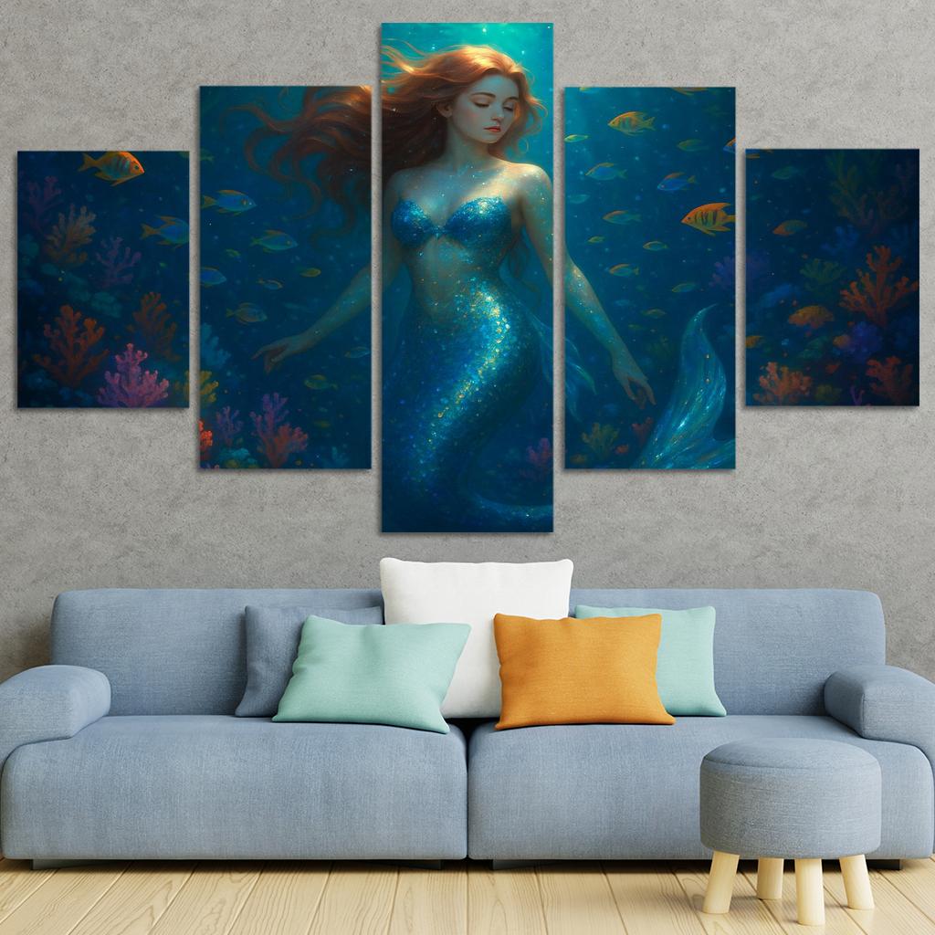 Magical Mermaid - Underwater Fantasy Tale Framed Paintings