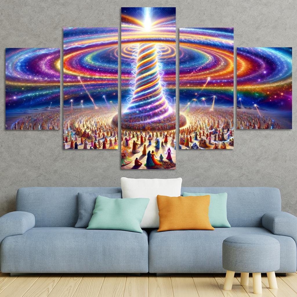 The Aetheric Spiral 5 Piece HD Canvas Wall Art-Original Frame