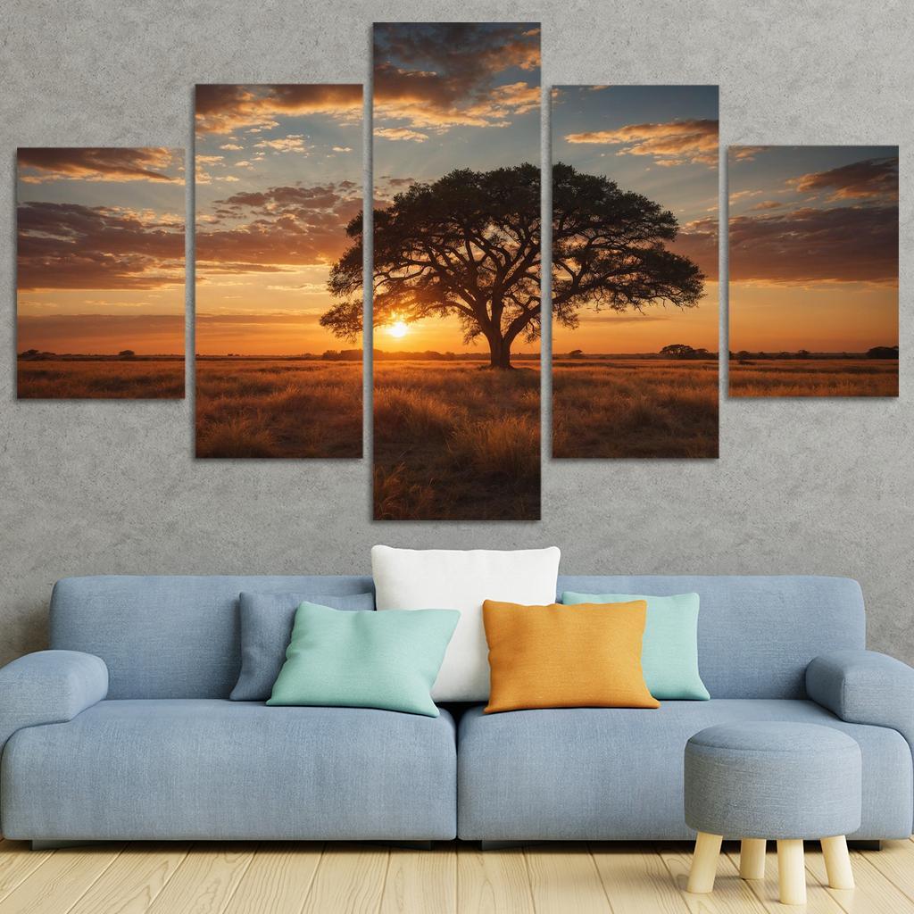 The Glowing Vistas Of Sunset Over The Plains Multi-panel Paintings