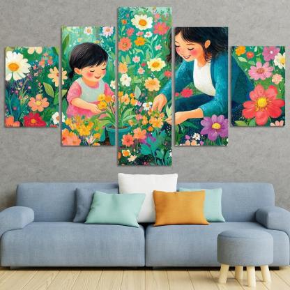 The Blooming Path A Mothers Nurturing Journey Canvas Paintings Frame