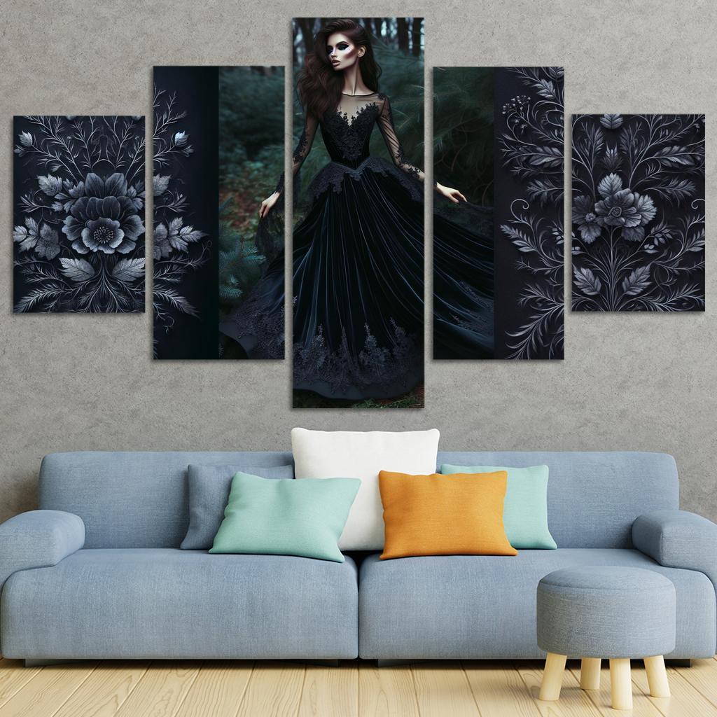 Gothic Romance Dark Elegance 5 Piece HD Canvas Wall Art-Original Frame