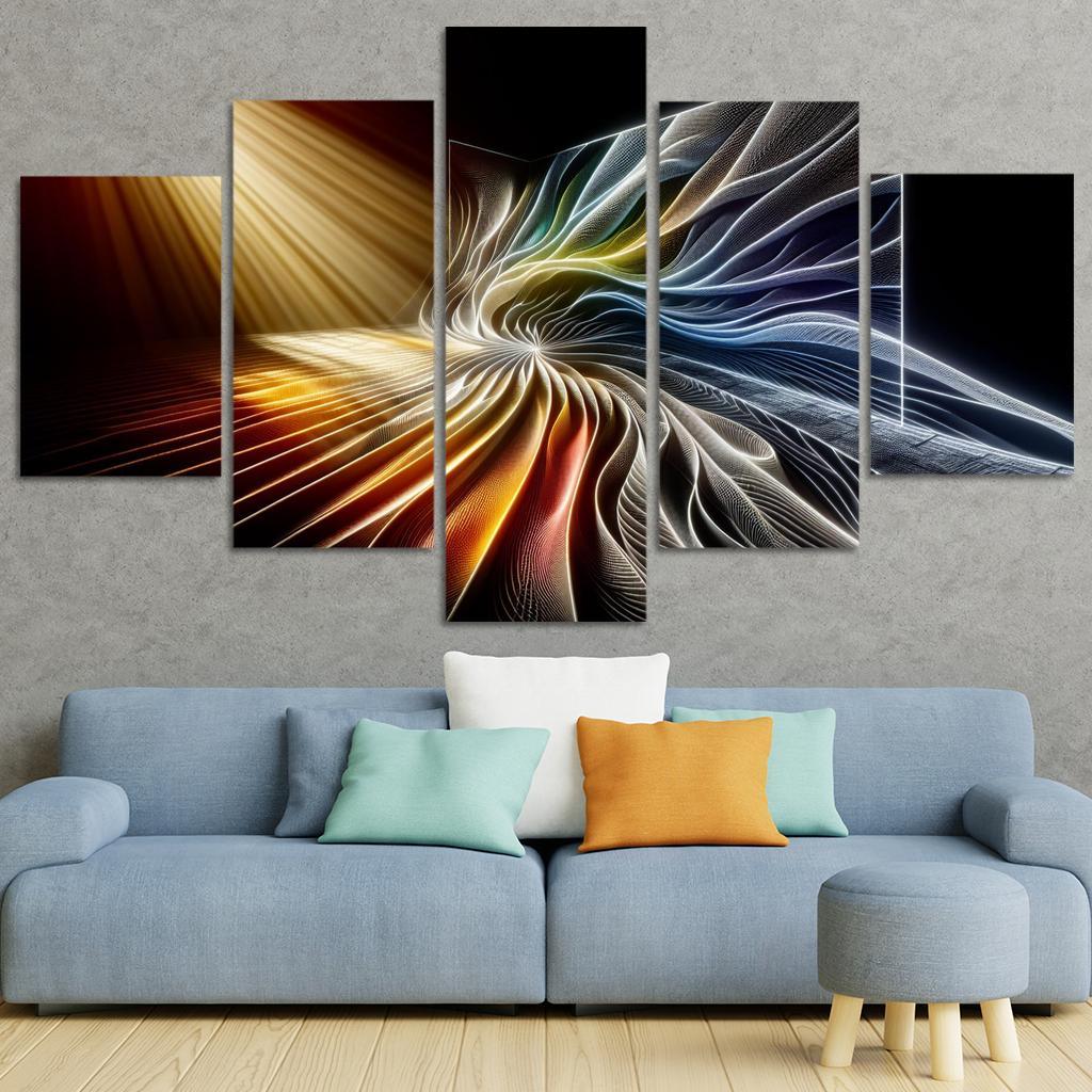 Choreography of Light and Shadow 5 Piece HD Canvas Wall Art-Original Frame