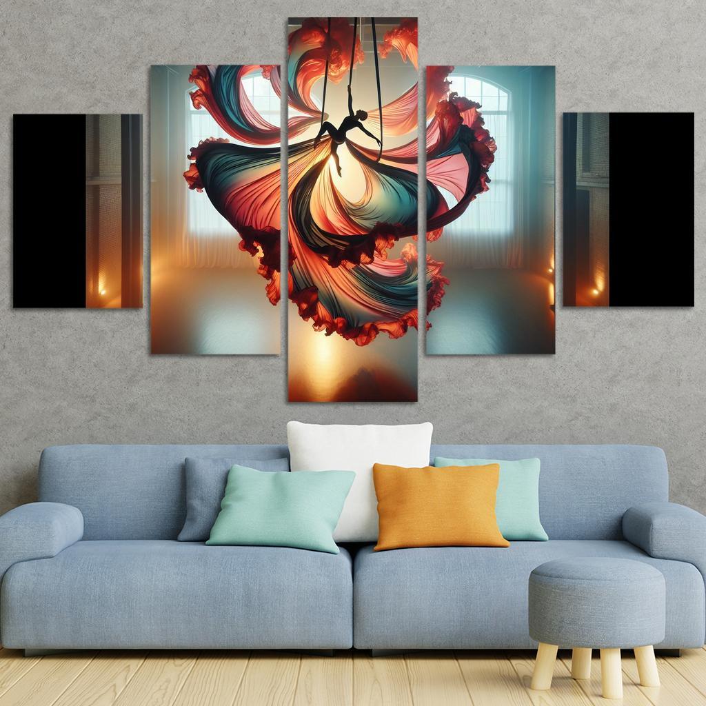 Aerial Silks Dance in the Air 5 Piece HD Canvas Wall Art-Original Frame