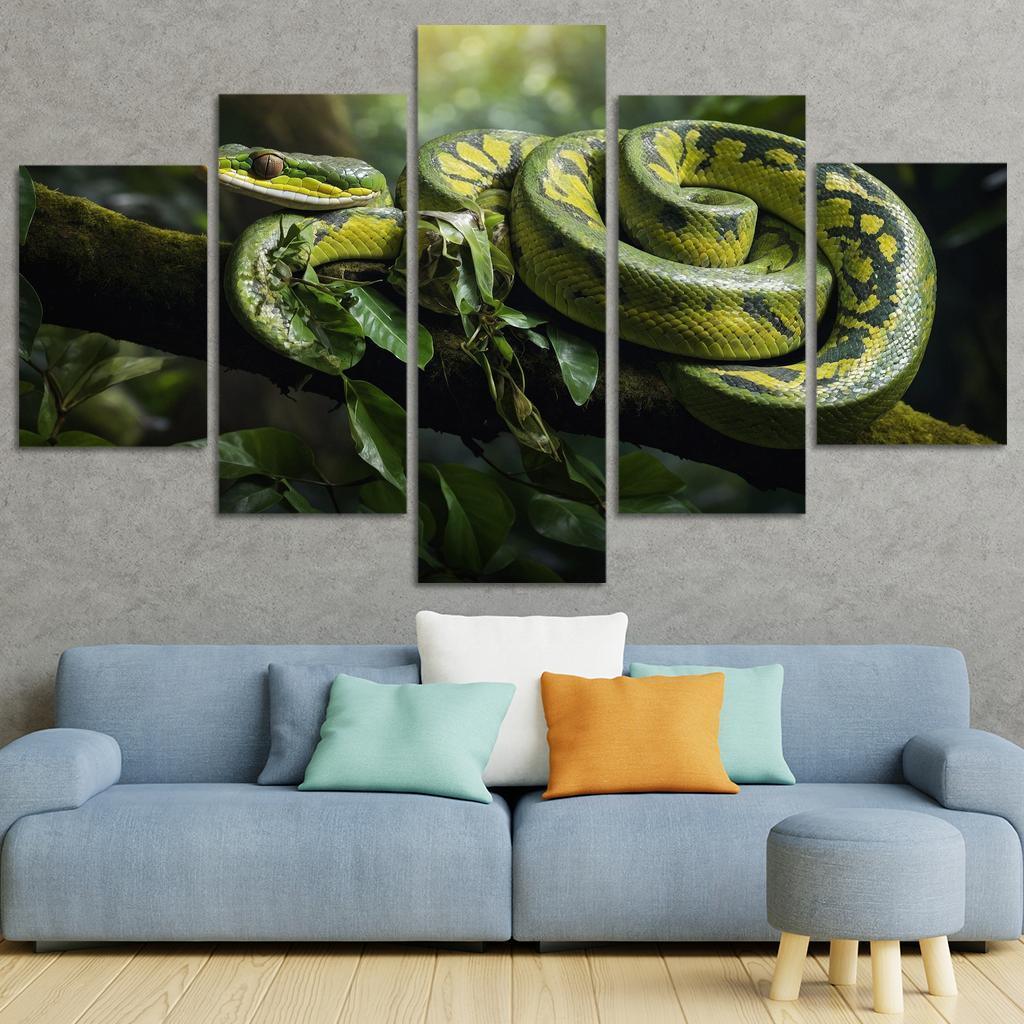 The Stunning Green Tree Python A Gem Of The Rainforest Canvas Paintings Frame