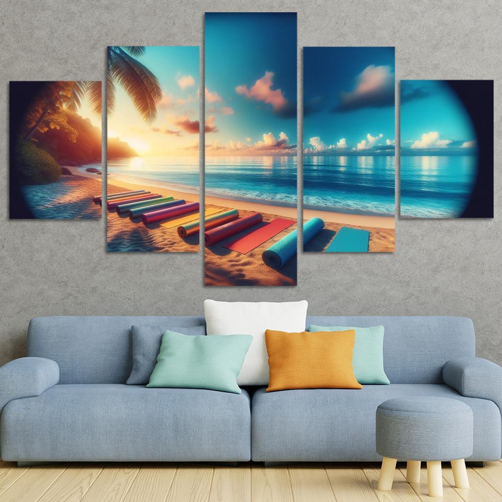 Tranquil Tides A Yoga Retreat Beach Custom Paintings Frame