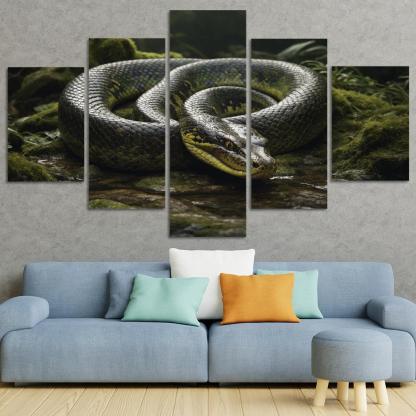 The Mysterious Green Anaconda Giant Of The Swamps Canvas Paintings Frame