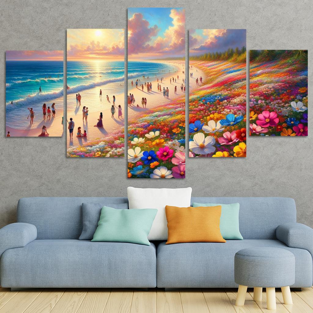 Wildflower Beach Natural Flora Haven Oil Paintings Frame