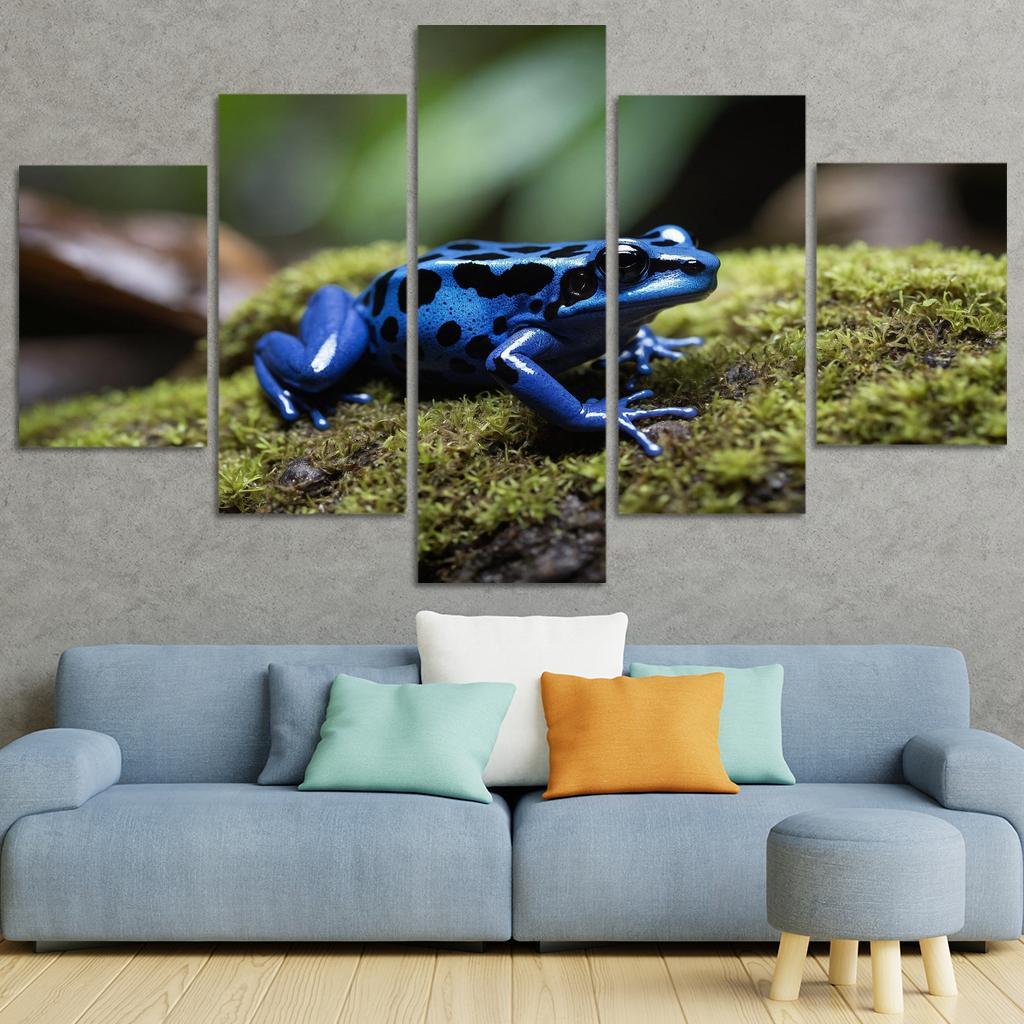 The Rare Blue Poison Dart Frog In A Tropical Rainforest Framed Paintings