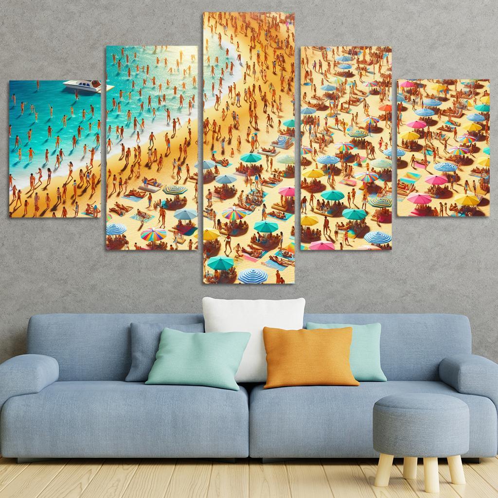 Sunny Isle Vibrant Beach Party Hub Premium Artwork Frames