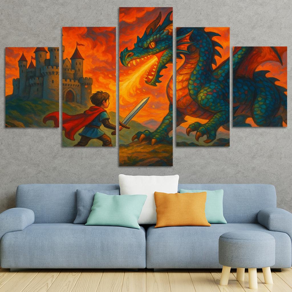 Dragon Quest - Fantasy Adventure Panel Framed Paintings