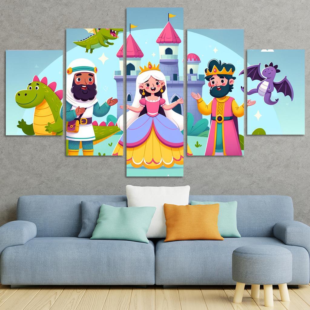 Fairy Tale Friends 5 Piece HD Canvas Wall Art-Original Frame