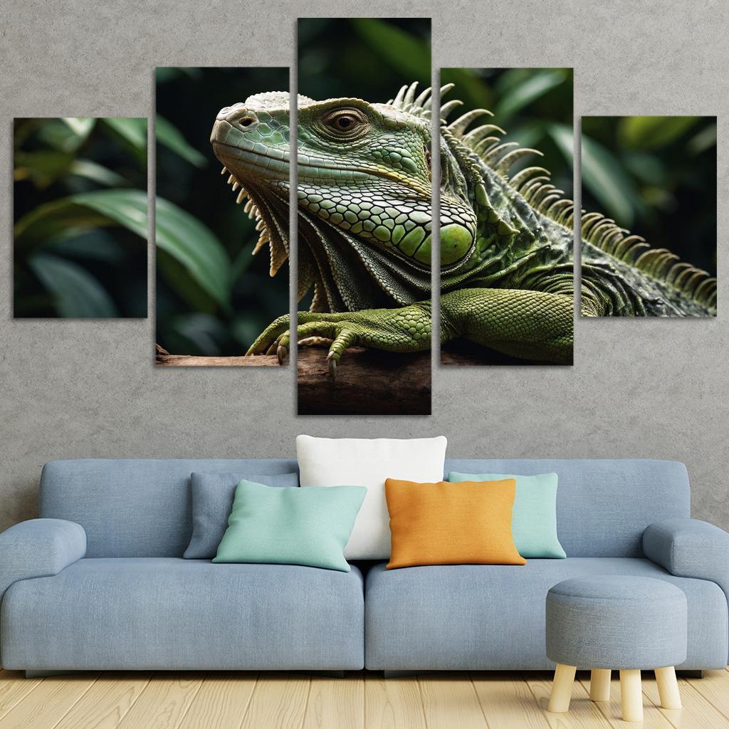 The Mysterious Green Iguana A Lizard Of The Tropics Canvas Paintings Frame