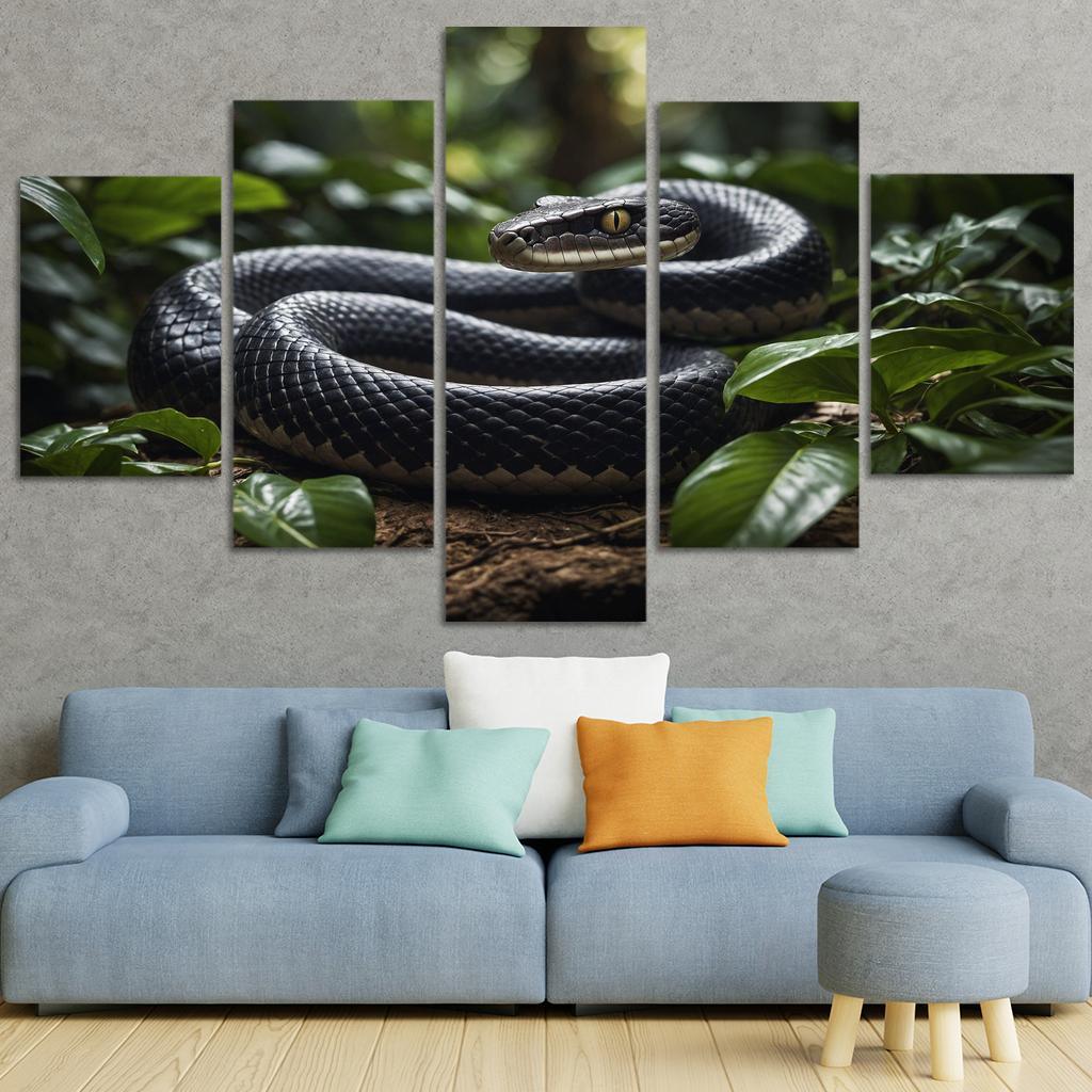 The Striking King Cobra In A Rainforest Setting Framed Paintings