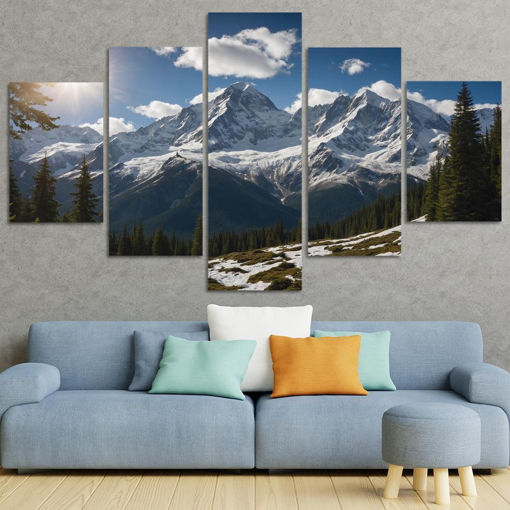 The Grandeur Of Snow-capped Peaks Oil Paintings Frame