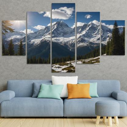 The Grandeur Of Snow-capped Peaks Oil Paintings Frame