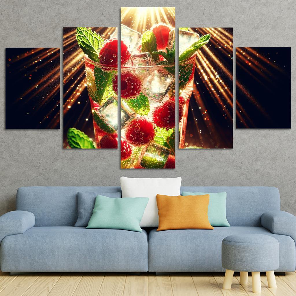Raspberry Mint Sparkler 5 Piece HD Canvas Wall Art-Original Frame