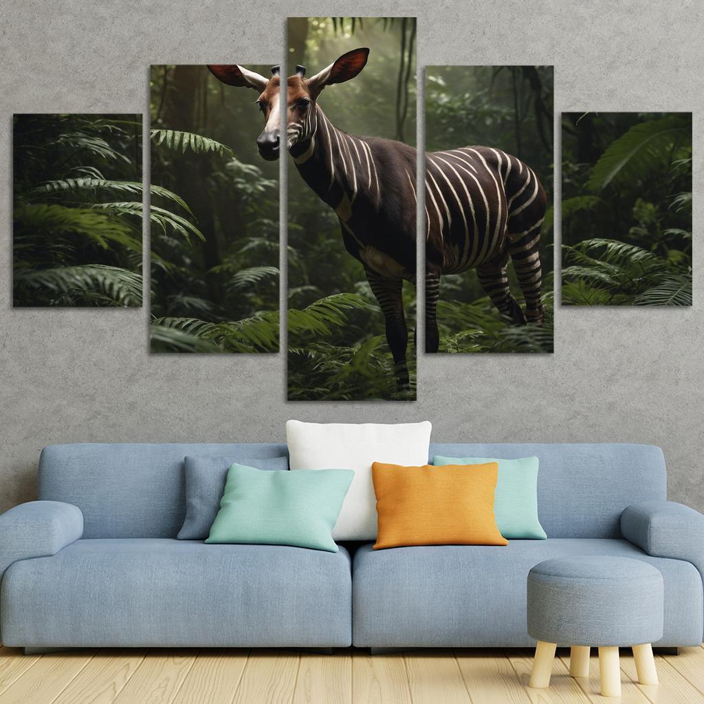 The Spectacular Okapi Forest Giraffe Canvas Paintings Frame