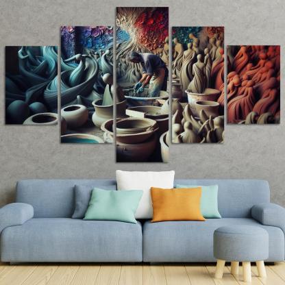 Sculpting Whispers of the Soul 5 Piece HD Canvas Wall Art-Original Frame