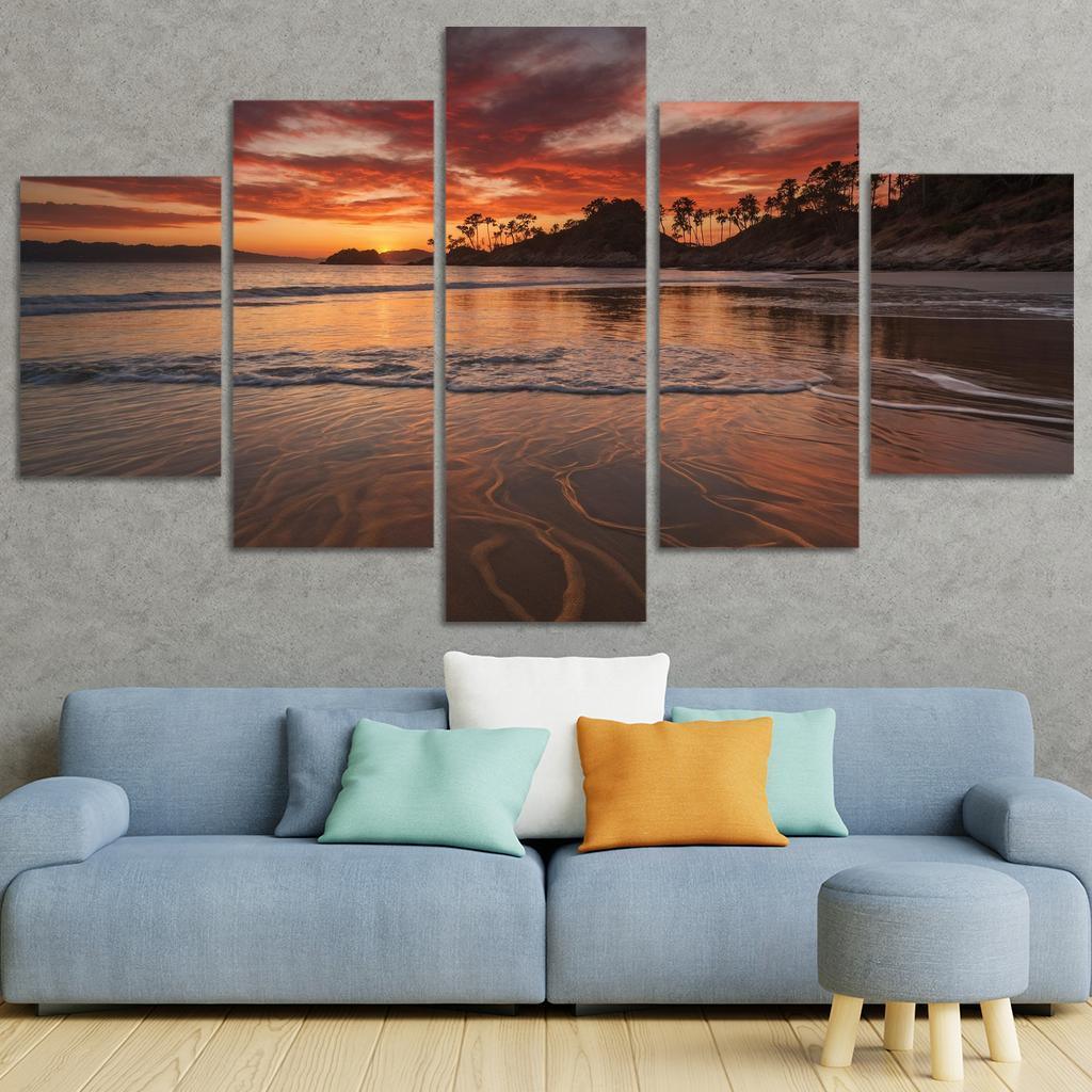 Crimson Reflections Over Twilight Bay Art Trends