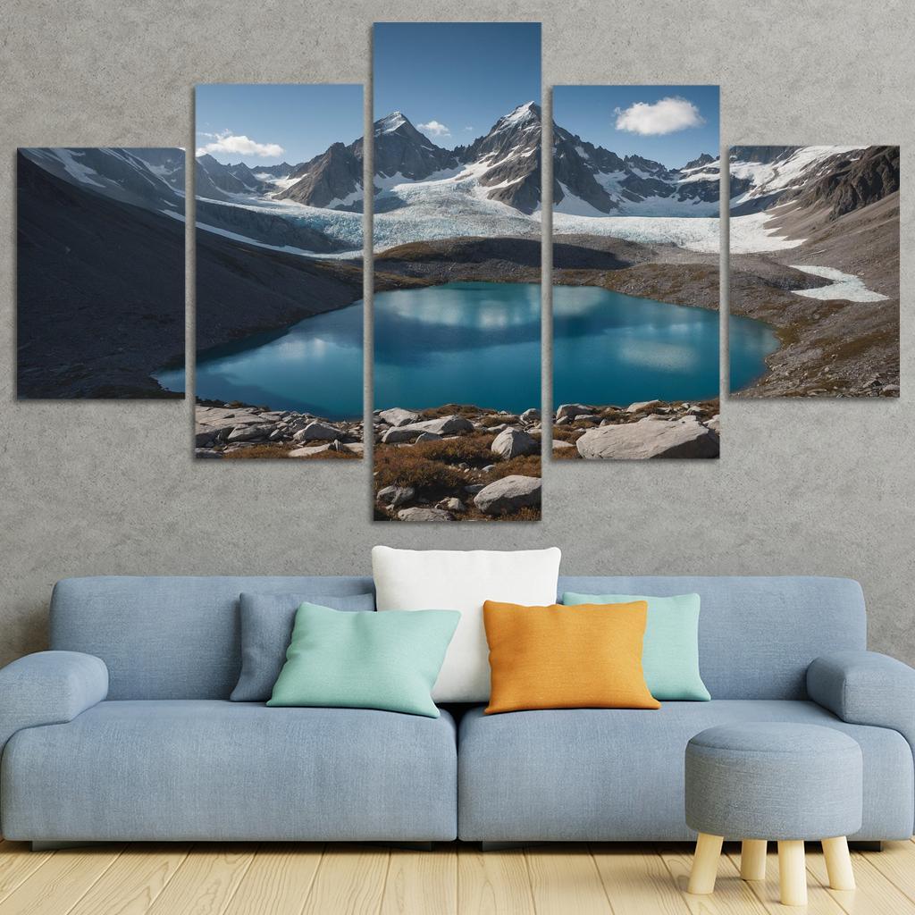 The Majestic Peaks Of Glacier Ridge Modern Paintings Frame
