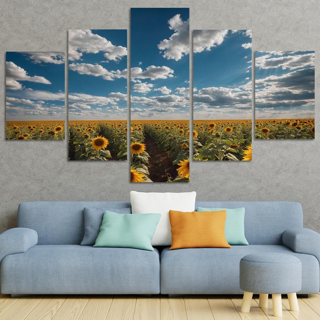 The Radiant Fields Of Golden Sunflowers Oil Paintings Frame