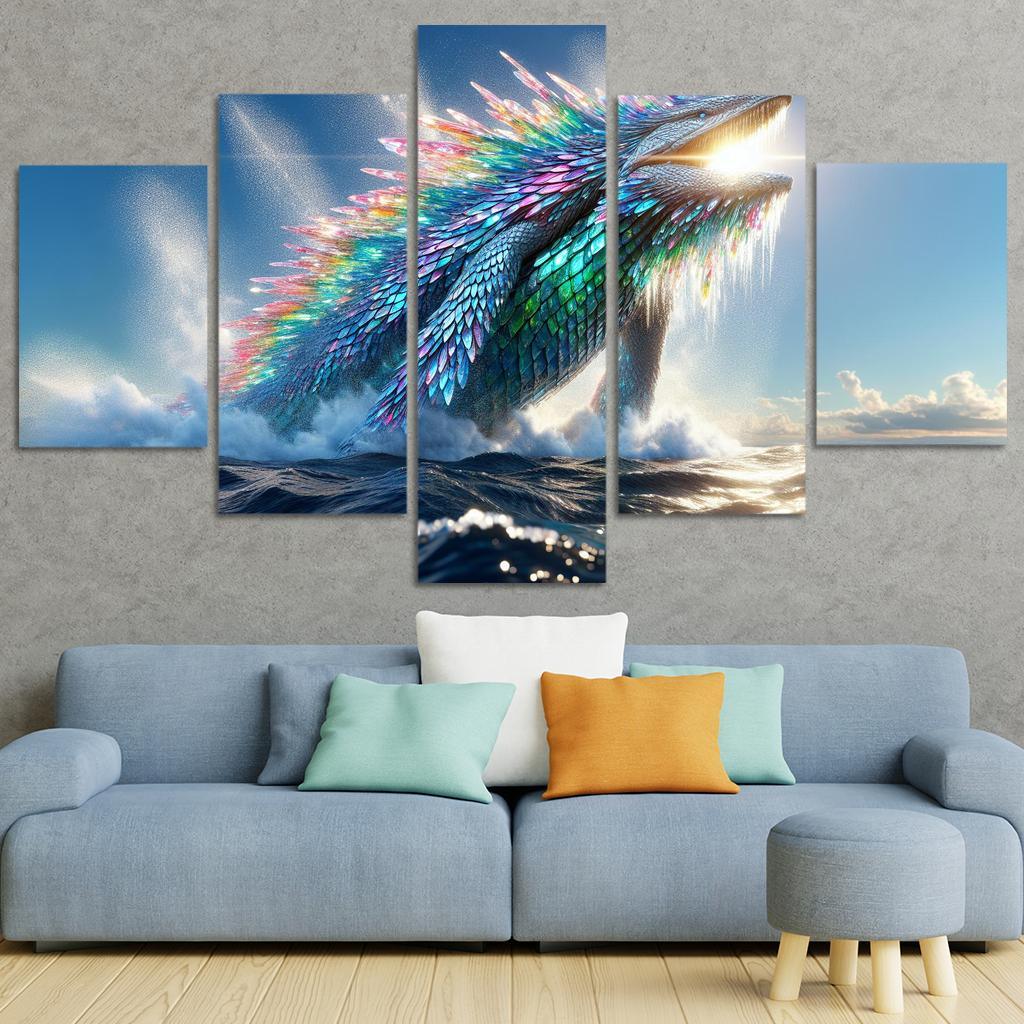 The Crystal Leviathan 5 Piece HD Canvas Wall Art-Original Frame