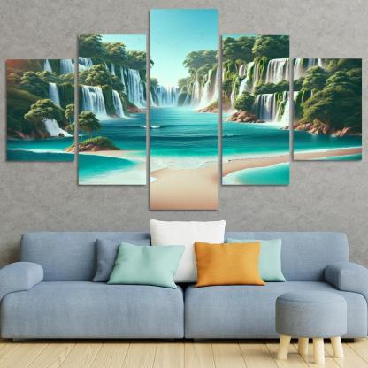 Secret Waterfalls Beach A Hidden Oasis Canvas Paintings Frame