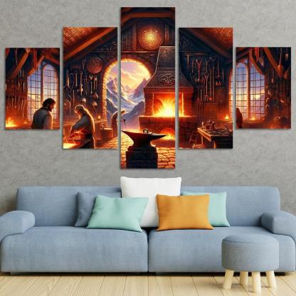 The Arcane Forge 5 Piece HD Canvas Wall Art-Original Frame