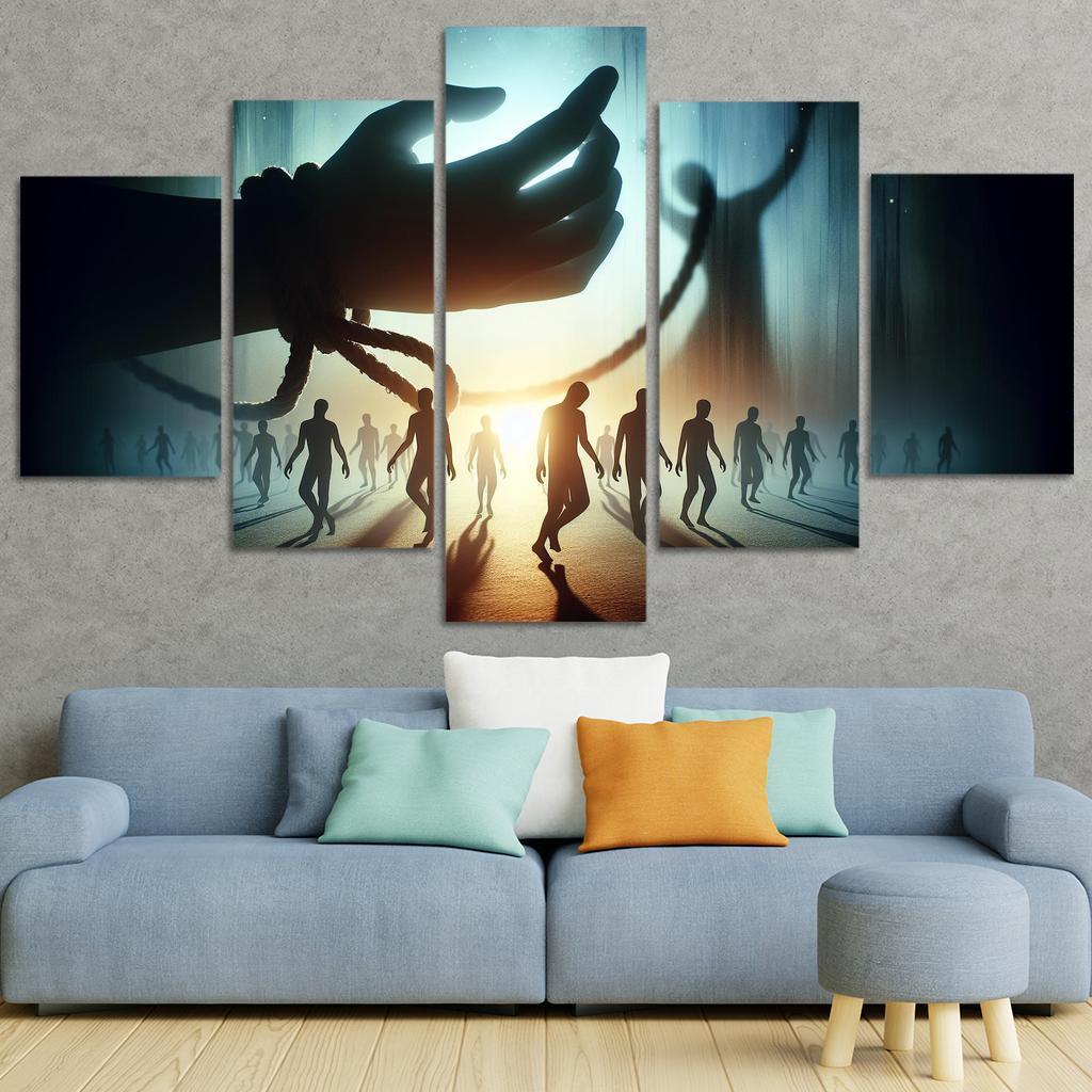 Invisible Threads Art on Human Trafficking Awareness 5 Piece HD Canvas Wall Art-Original Frame