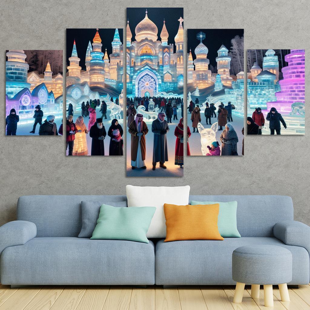 Harbin Ice And Snow Festival Canvas Paintings Frame
