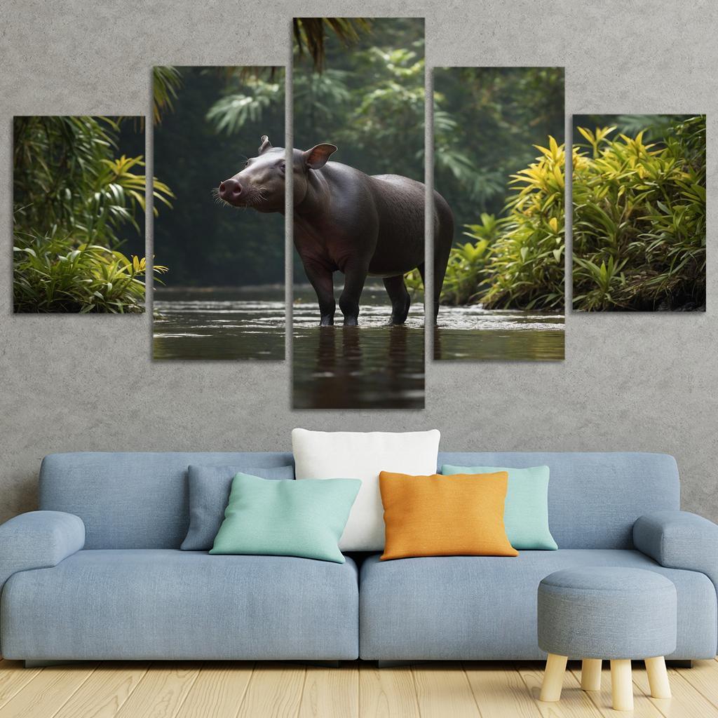 The Playful Baird's Tapir In The Rainforest Framed Paintings
