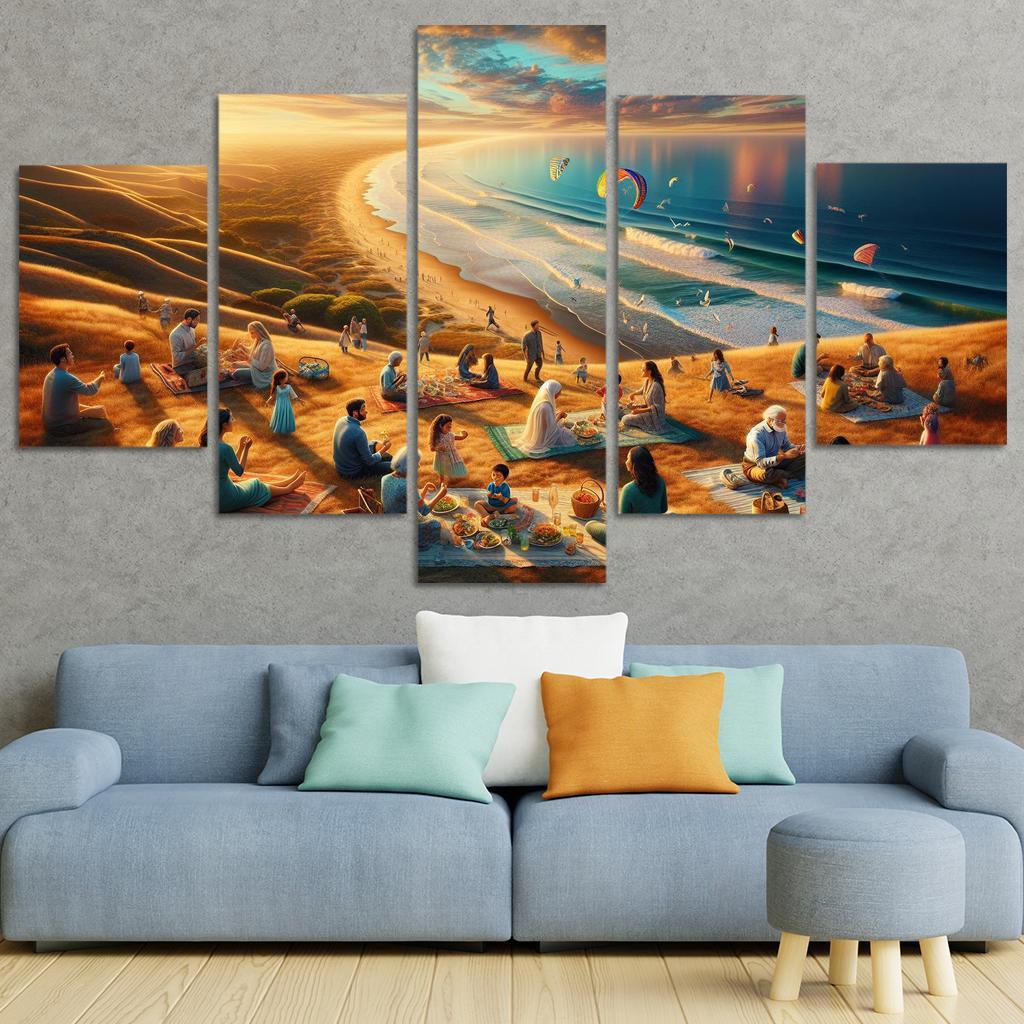 Bayside Retreat Scenic Picnic Spot Multi-panel Paintings