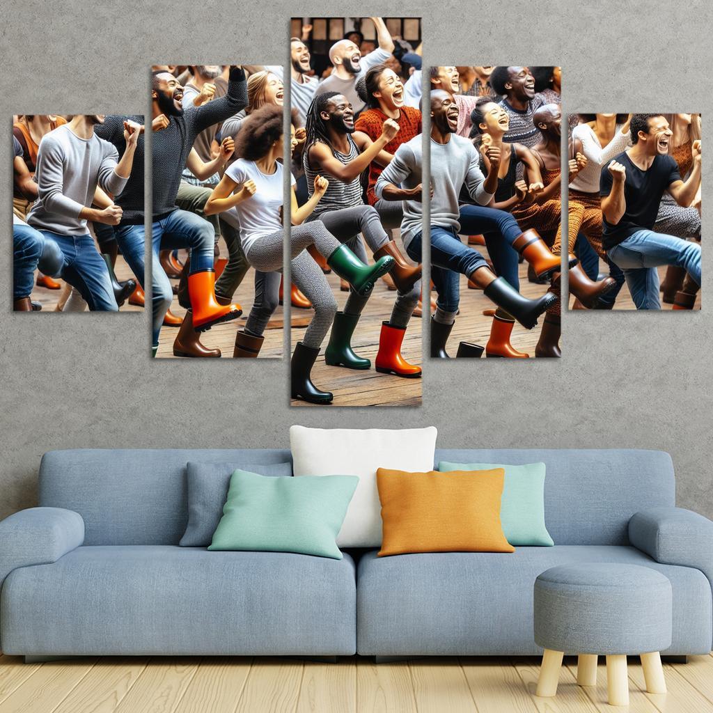 Gumboot Dance The Rhythmic Voice Of South Africa Modern Paintings Frame