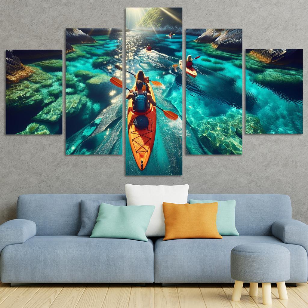 Glistening Waters Kayaking Paradise Abstract Paintings Frame