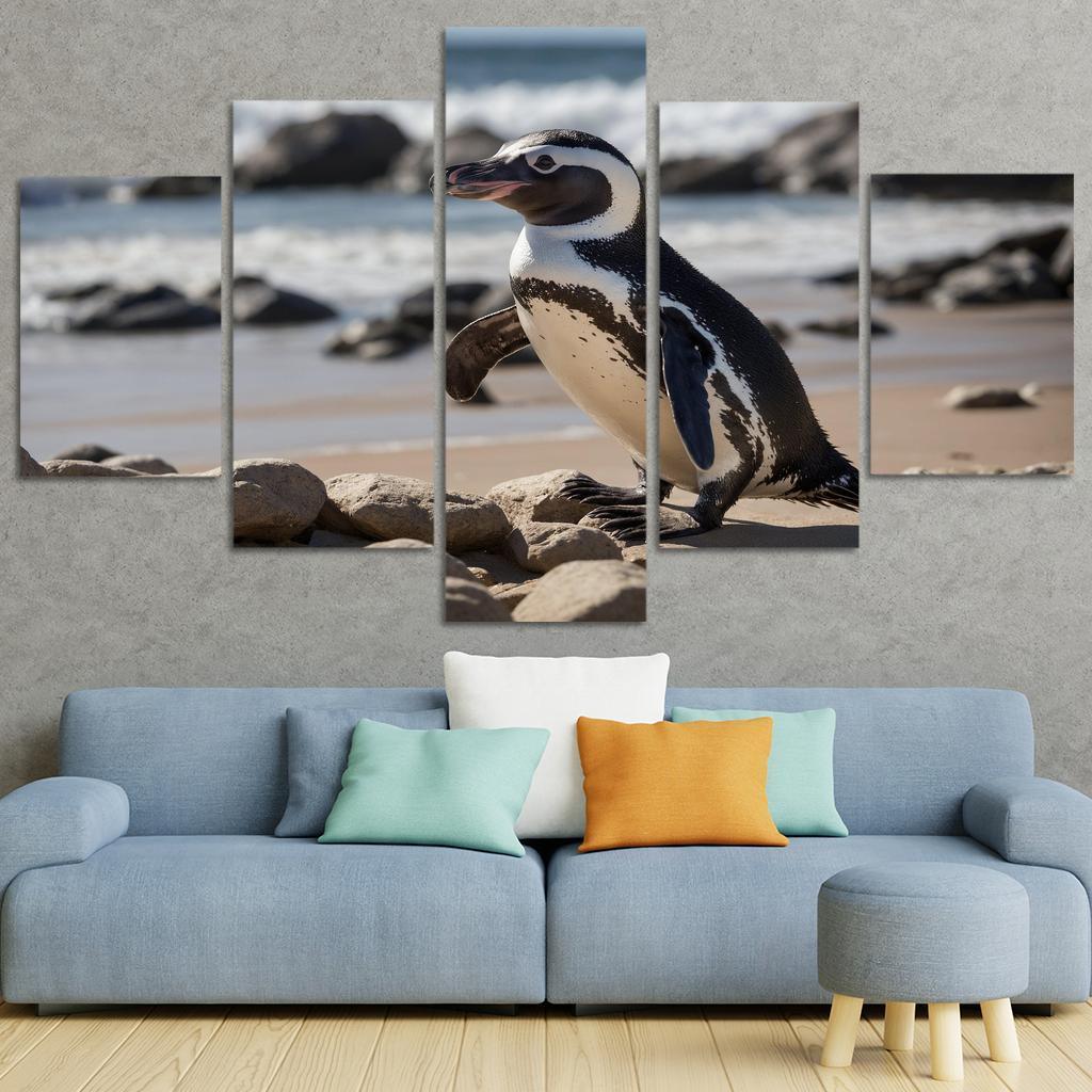 The Magnificent African Penguin The Black-footed Wonder Oil Paintings Frame