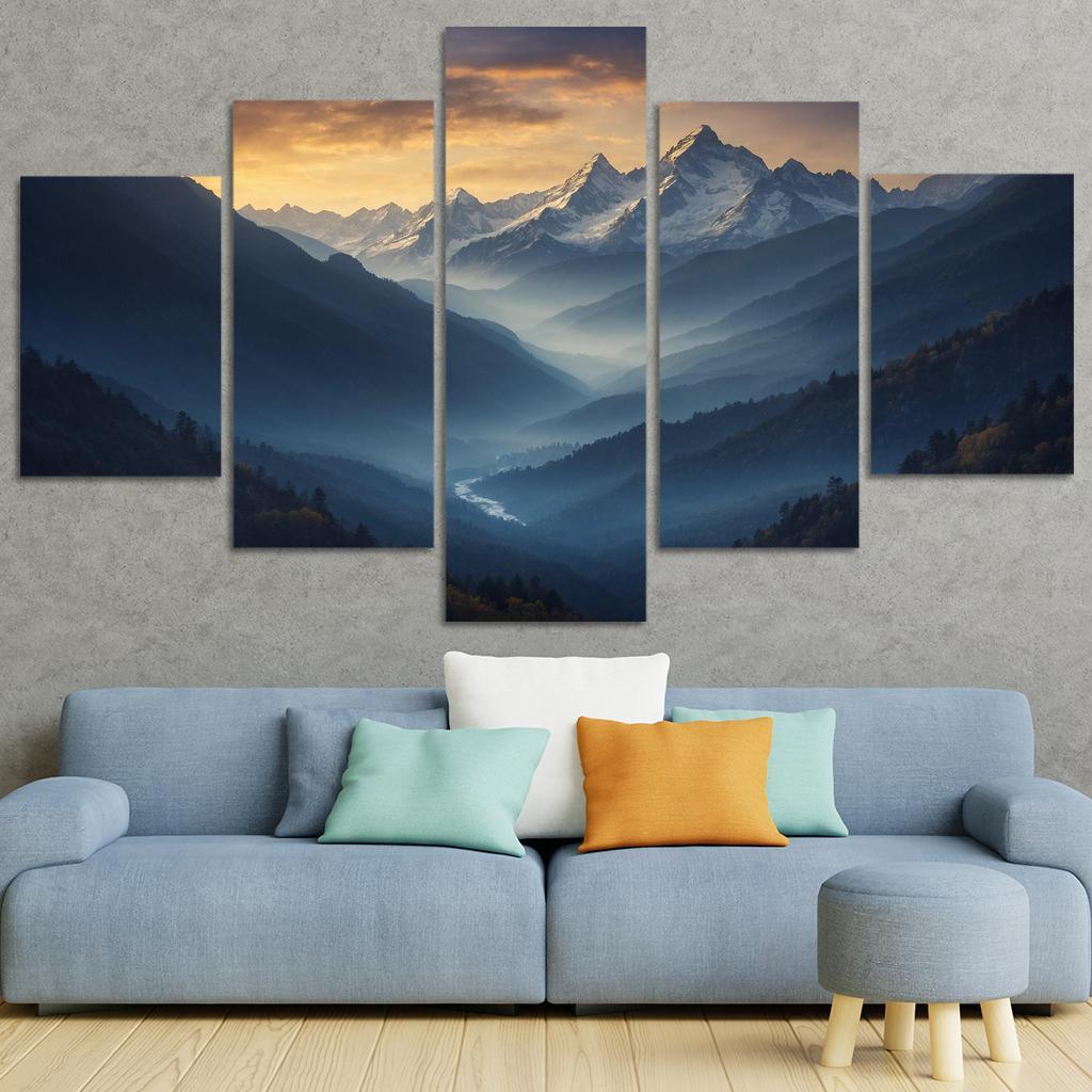 Twilight Embrace Of Azure Peaks Art Trends