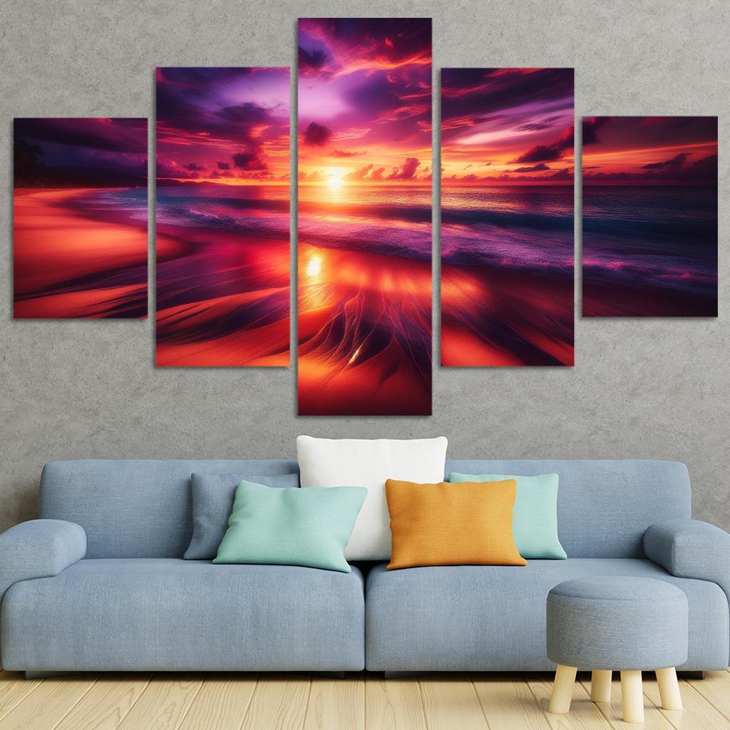 Sunset Viewpoint Beach Modern Paintings Frame