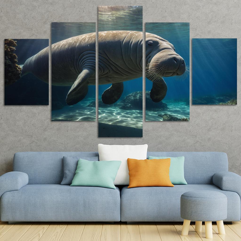 The Graceful Manatee Gentle Sea Cow Canvas Paintings Frame