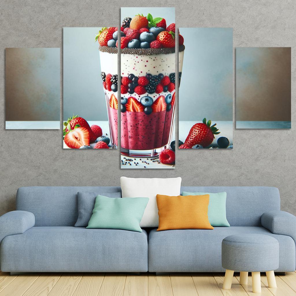 Almond Berry Bliss Smoothie 5 Piece HD Canvas Wall Art-Original Frame