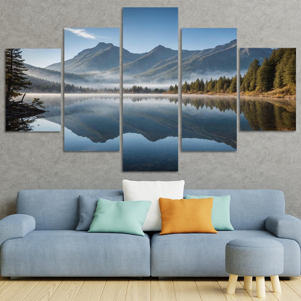 The Celestial Splendor Of Mountain Reflections Oil Paintings Frame