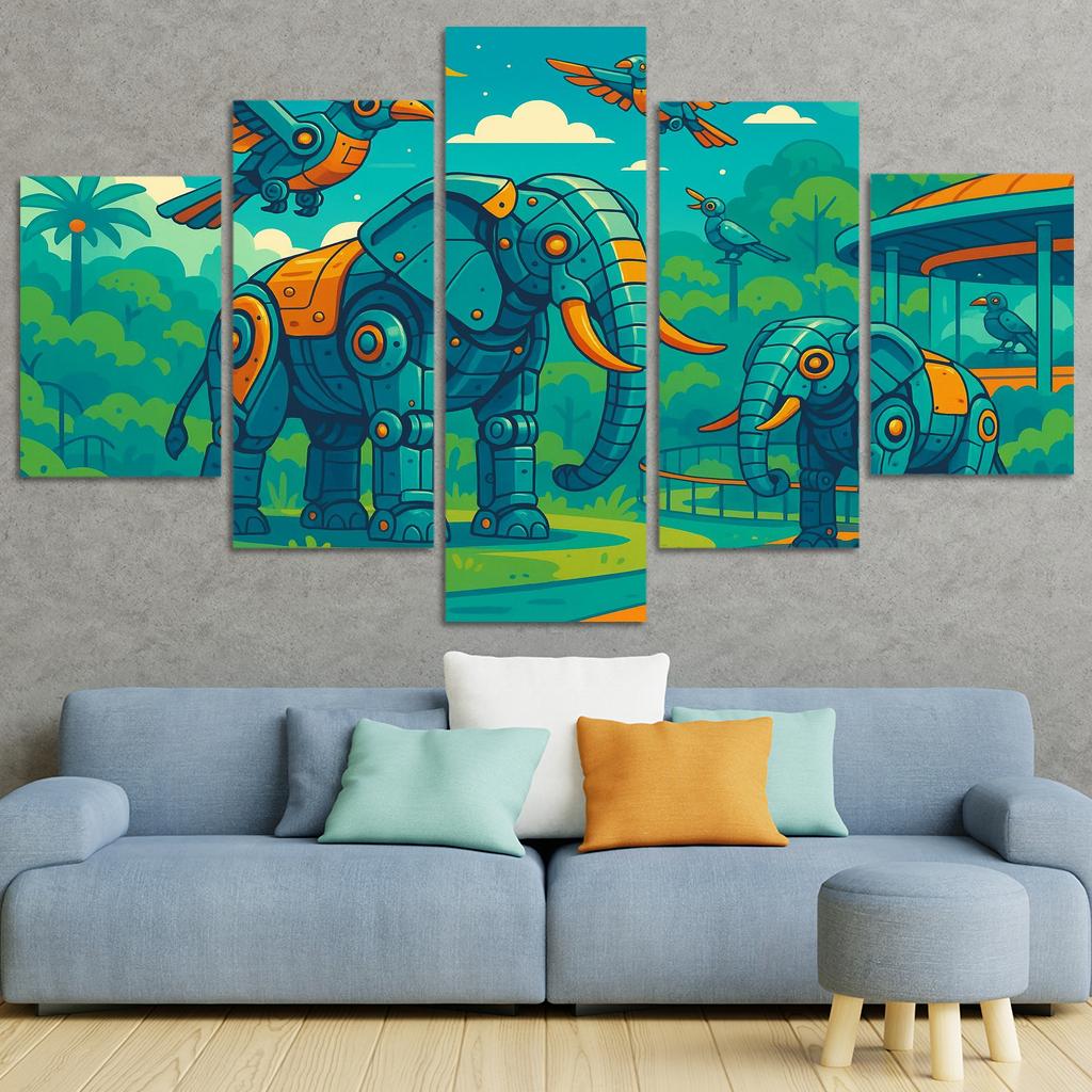 Robot Zoo - Mechanical Animal World Framed Paintings