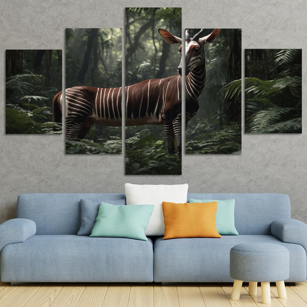 The Graceful Okapi The Forest Giraffe 5 Piece HD Canvas Wall Art ...