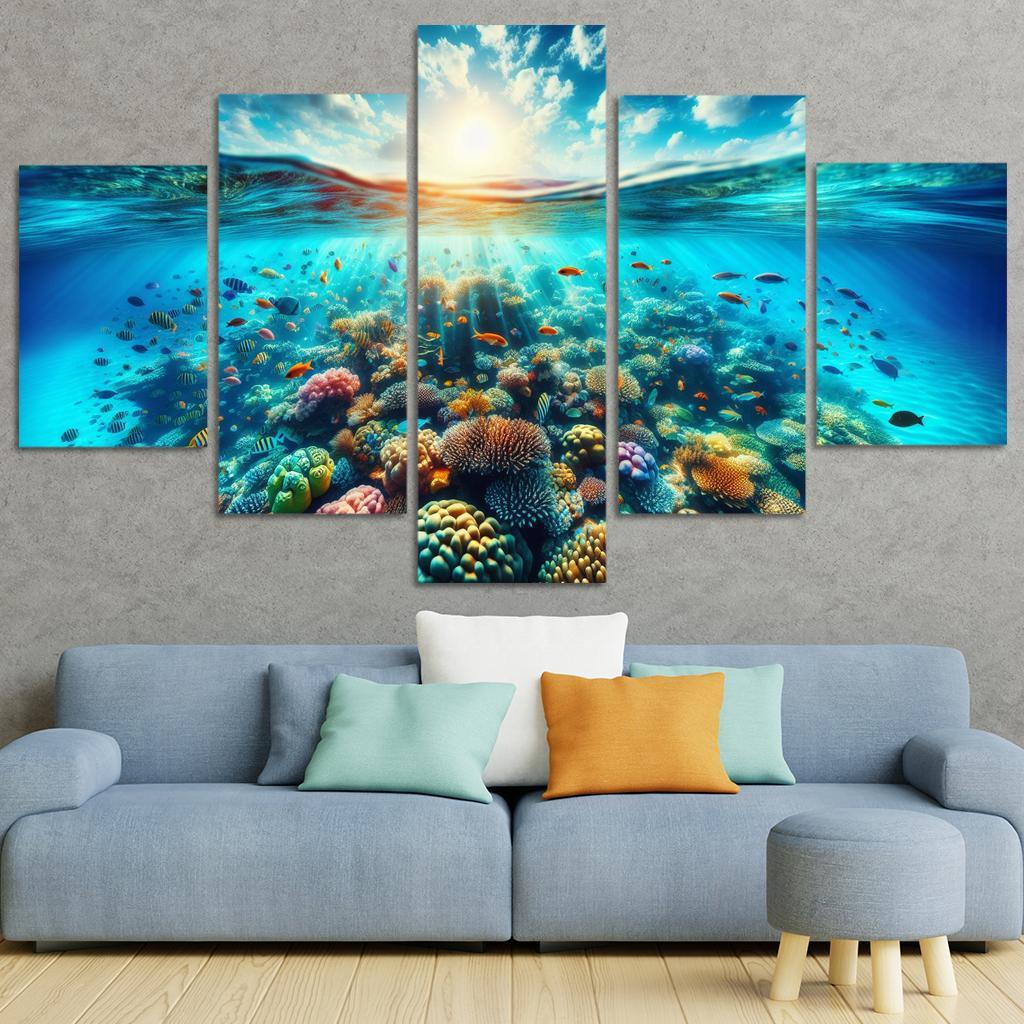 Coral Bay Snorkeling And Marine Conservation Modern Paintings Frame