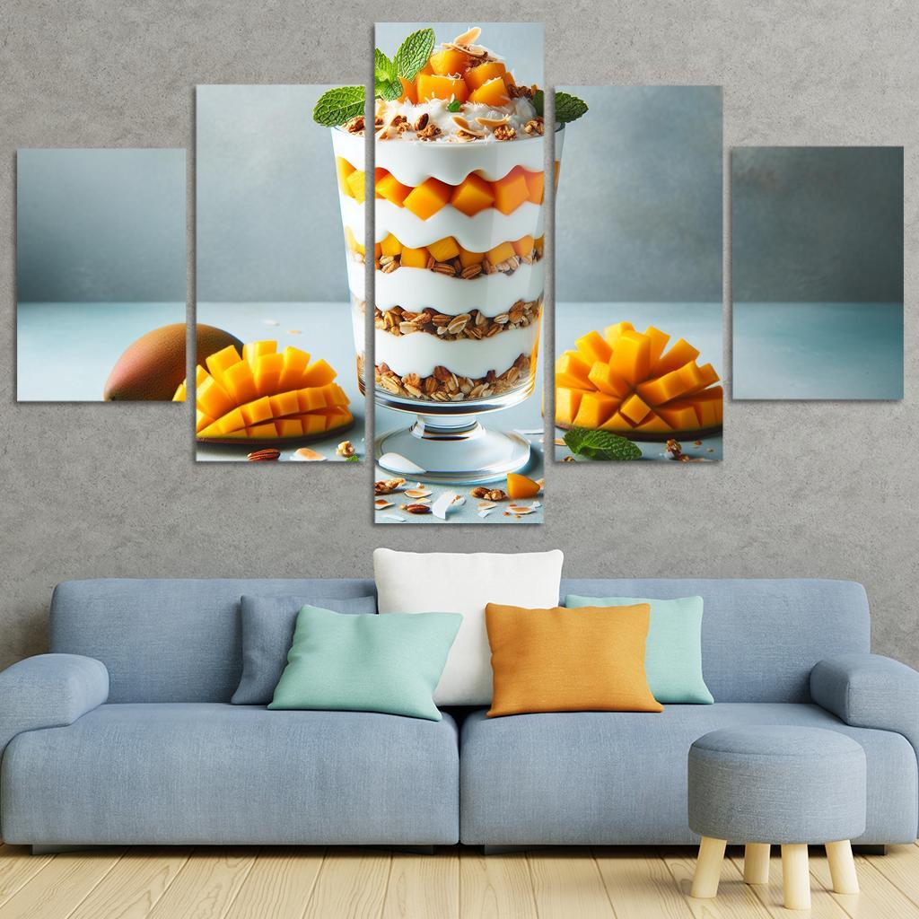 Creamy Coconut Mango Parfait 5 Piece HD Canvas Wall Art-Original Frame