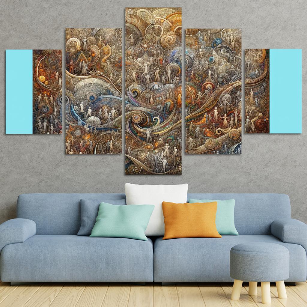 Interwoven Stories of Existence 5 Piece HD Canvas Wall Art-Original Frame